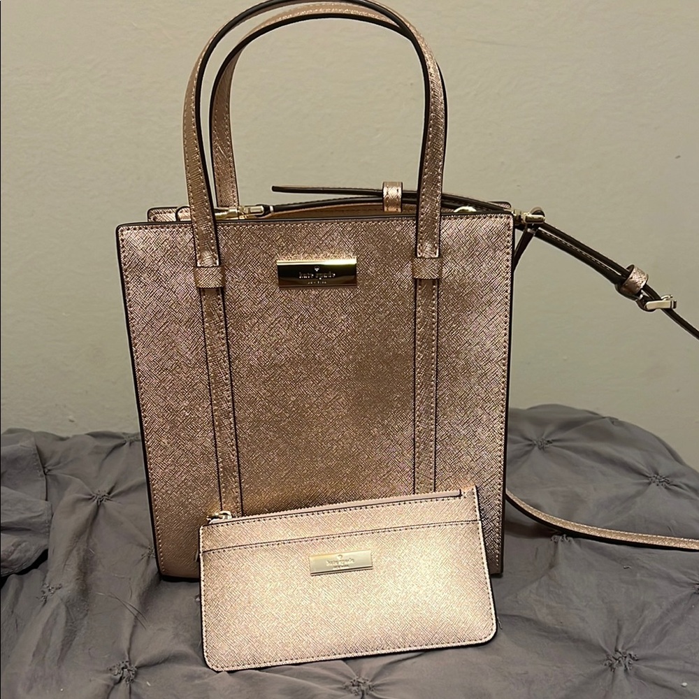 Kate Spade Rose Gold Kenzie Bag with matching wallet